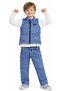 Boy's Zipper Closure Denim Vest Pants Long Sleeve Badge Blue Color Triple Denim Set - 2