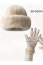 2Pcs Women Winter Warm Plush Fur Gloves and Hat Set Touchscreen Compatible Windproof - 5