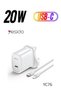 YC76 PD 20W USB Type-C Single Port Quick Charger - Fast Charging Adapter for iPhone, Samsung, Andro