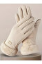 2Pcs Women Winter Warm Plush Fur Gloves and Hat Set Touchscreen Compatible Windproof - 2