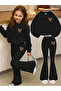 Girls' Winter Thick Spanish Leg Heart Printed 2-Piece Set