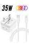 "35W Dual-Port USB-C Wall Charger with 3FT USB-C Cable: Compatible with iPhone 14, 13, 12, Samsung,