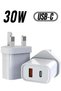 "30W GaN Dual-Port Fast Charger: USB-C PD for iPhone, iPad Pro, MacBook Air, Samsung Laptops + 18W