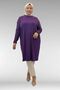 68012 Large Size Combed Cotton Tunic with Stone Detail on Shoulders - Purple
