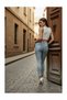 Defne Snow Wash Light Snow Blue High Waist Narrow Leg Skinny Lycra Jeans Trousers - 4
