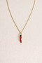 Red Pepper Pendant Luck Necklace Designed with Steel Chain