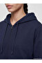 Ozmarka New Season Navy Blue Hooded Soft Touch Women's Zippered Sweatshirt - 3
