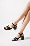 Dinades Cross-Strapped Women's Heeled Sandals Black Skin
