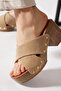 Kesopes chunky sole criss-cross strap women's sandals - nude suede - 3