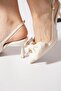 Rodder Satin Bow Buckle Open Back Women's Shoes Beige Patent Leather - 4