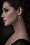 Women's Copper Earrings with Natural Purple Amethyst Stone, Minimal Model Hook Clip Earrings - 3