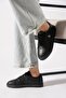 Tutes Side Embroidery Patterned Women's Sports Shoes Black Skin - 3