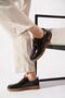 Black patent leather women's genuine leather shoes with elastic band - 3