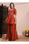 3-Piece Zari Embroidered Yoke Tunic, Gharara and Dupatta Festive Co-Ords - 2