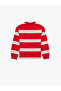 Cotton Long Sleeve Polo Neck Striped T-Shirt - 5