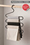 2 Pieces - 5-Tier Compartmentalized Shawl, Scarf, Pants Hanger, Metal Wardrobe Organizer Black - 3
