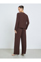 Brown Asymmetric Top and Wide Leg Trousers Co-Ords - 5