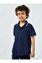 Boys Navy Knit Polo T-Shirt and Shorts Set - 2