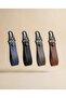 Genuine Leather Keychain Gray – with Black Carabiner Clip - 2