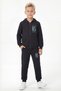 3-Piece Zippered Printed Detailed Kangaroo Pocket 6-Piece Boys' Tracksuit Set - 4