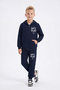 3-Piece Zippered Printed Detailed Kangaroo Pocket 6-Piece Boys' Tracksuit Set - 3
