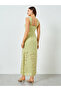 Green Textured Lace Strappy Midi Dress - 5