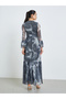 Women Black Lace Ruffled Hem Maxi Dress - 5