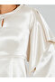 Women Cream Satin Maxi Dress with Long Sleeves - 4