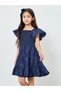 Girls Navy Blue Smocked Detail Tiered Dress - 2