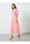 Women Peach Embellished Mesh Maxi Dress - 2