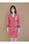 Hooded Zippered Pocket Fixed Belt Detail Cotton Bathrobe - 5