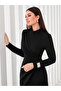 Women Black Pleated Midi Dress