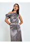 Women Grey One Shoulder A-Line Midi Dress - 2