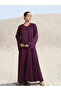 Purple Georgette Regular Abaya with Embellished Hijab - 4