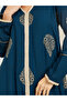 Women Navy Blue Foil Print A-Line Jalabiya - 4