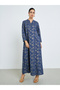 Women Navy Blue Floral Print A-Line Jalabiya - 3