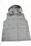 Dark Beige Hooded Fleece Vest with Pockets and Side Pockets - 3