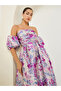 Floral Pleated Off-Shoulder Maxi Dress