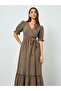 Women Brown Textured Tiered Maxi Dress - 2