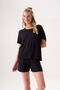Short Sleeve Solid Color Bamboo Fabric Women's Shorts Set 26304-312 - 5
