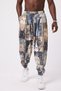Unisex Street Style Printed Wrinkled Sports Baggy Trousers