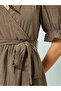 Women Brown Textured Tiered Maxi Dress - 4