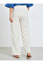 Women White Drawstring Waist Straight Leg Pants - 4