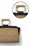 Noa Extra Light Rope Wooden Handle Genuine Leather Detailed Straw Women's Handbag - 3