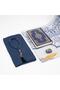 Quran + Prayer Rug + Scarf + Prayer Beads + Zikirmatik + Bookmark Gift Set (Bag Size, Navy Blue) - 2