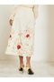 Women Cream Floral A-Line Midi Skirt - 4
