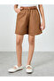 Girls Brown Woven Shorts with Belt