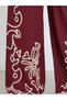 Women Burgundy Embroidered Wide Leg Trousers - 3
