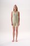 Halter Neckline Green Color Bamboo Fabric Sleeveless Women's Shorts Set 26305 - 4