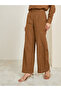 Women Tan Embroidered Wide Leg Trousers - 2